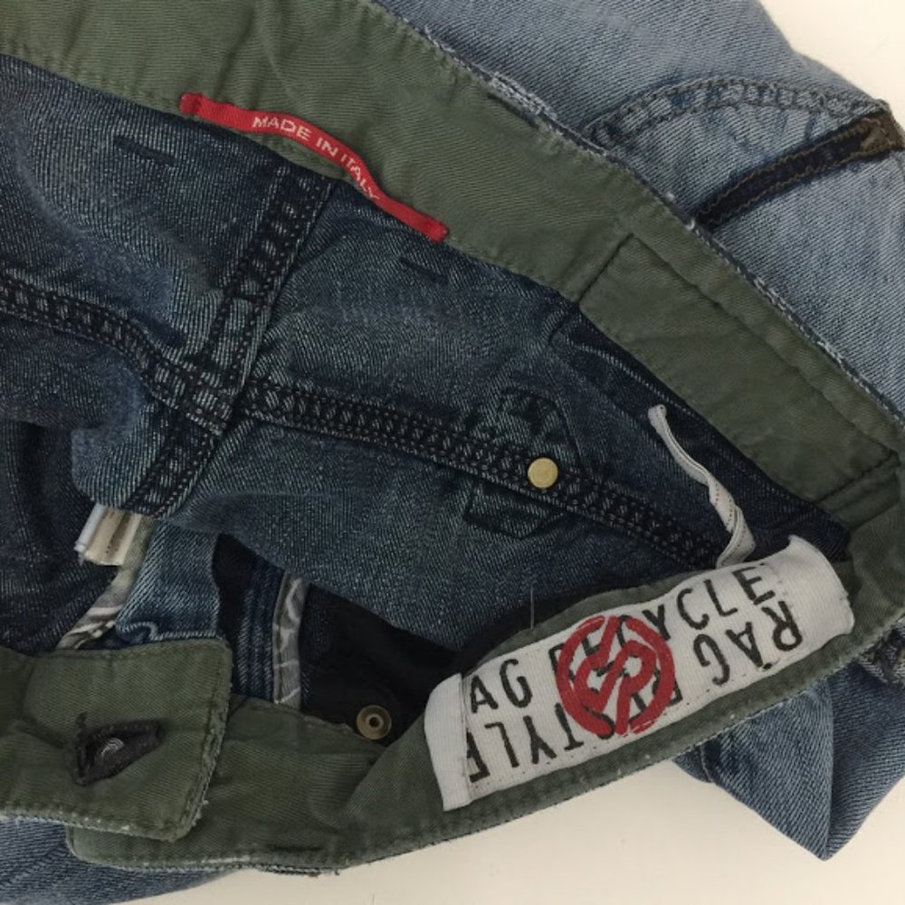 RARE Tex Rag Restyle Recycle Jeans Capri Distress - Picture 10 of 12